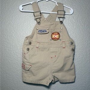Vintage Chicago Cubs MLB Tan Overalls Khaki Utility Snap Bottoms
